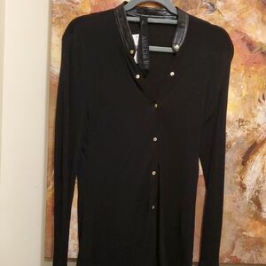 Sz 40 Fr Petar Petrov Black Blouse with Metallic Accents